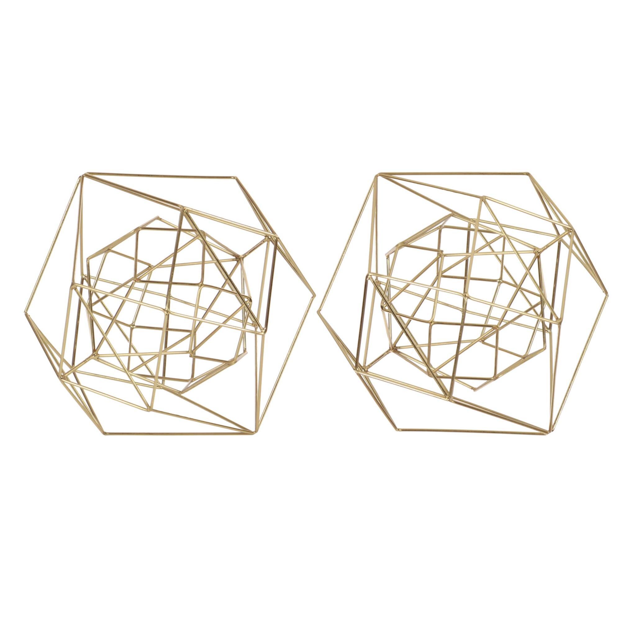 CosmoLiving by Cosmopolitan Gold Metal Modern Geometric Sculpture Set